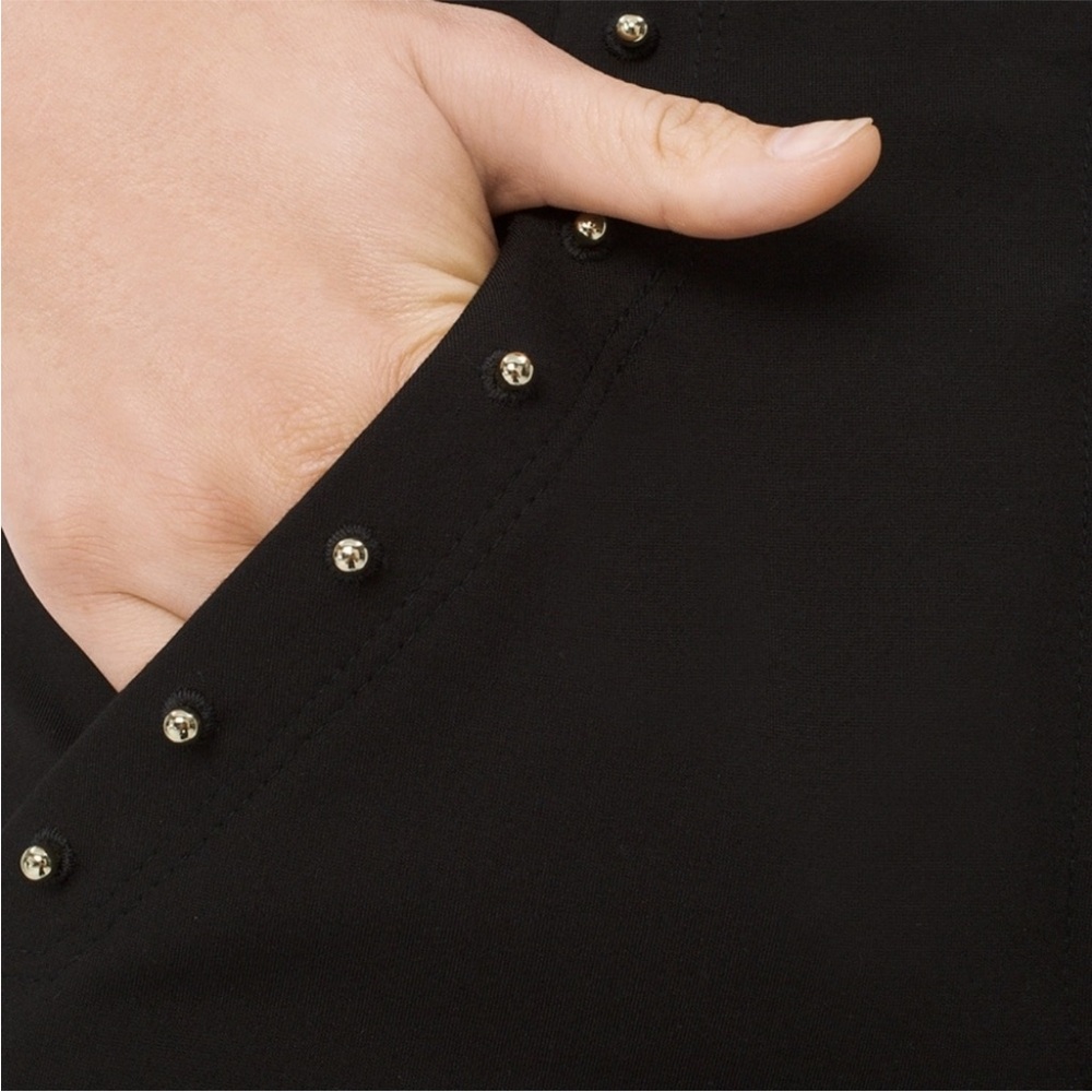 White House Black Market Black Slim Flare Pants With Studded Detail - Picture 2 of 9